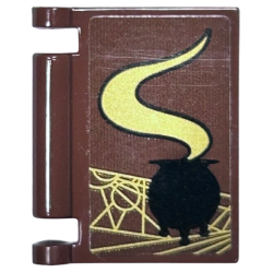 Minifigure, Utensil Book Cover with Black Cauldron, Gold Smoke and Lines Pattern (Sticker) - Set 75969 Minifigure, Utensil Book Cover with Black Cauldron, Gold Smoke and Lines Pattern (Sticker) - Set 75969