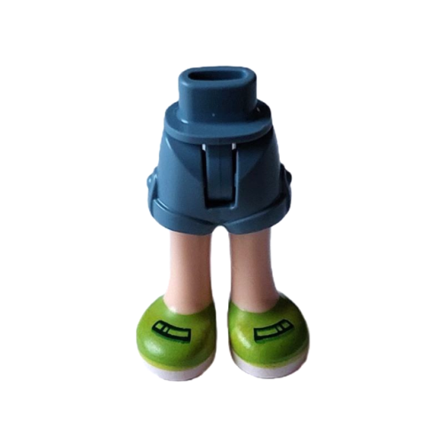 Деталь LEGO 1826cc00pb005 Mini Doll Hips and Shorts Folded Hem with Molded Light Nougat Legs and Printed Lime Shoes with Black Buckles and White Soles Pattern - Thin Hinge
