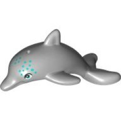 Dolphin, Friends Style, Jumping with Bottom Axle Holder with Dark Turquoise Eyes and Spots Pattern