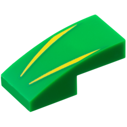 Slope, Curved 2 x 1 x 2/3 with 2 Yellow Stripes Pattern Slope, Curved 2 x 1 x 2/3 with 2 Yellow Stripes Pattern