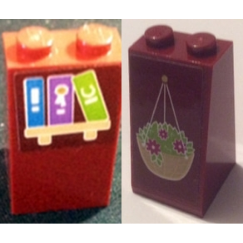 Деталь LEGO 3684cpb026 Slope 75 2 x 2 x 3 - Solid Studs with Hanging Basket on Front and Bookshelf on Back Pattern (Stickers) - Set 41126