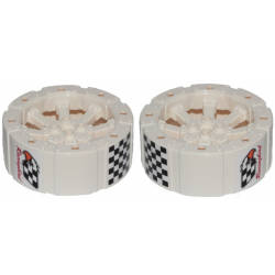 Wheel Wagon Viking with 12 Holes (55mm D.) with Black and White Checkered Pattern on Top, Eagle Head and 'Racingbird' on Sides (Stickers) - Set 31094 Wheel Wagon Viking with 12 Holes (55mm D.) with Black and White Checkered Pattern on Top, Eagle Head and 'Racingbird' on Sides (Stickers) - Set 31094