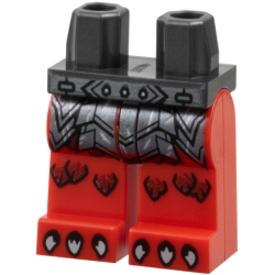 Hips and Red Legs with Dark Silver Belt with Rivets, Segmented Armor with Sharp Plates and Scratches, Dark Red Scales, Silver Claws Pattern Hips and Red Legs with Dark Silver Belt with Rivets, Segmented Armor with Sharp Plates and Scratches, Dark Red Scales, Silver Claws Pattern