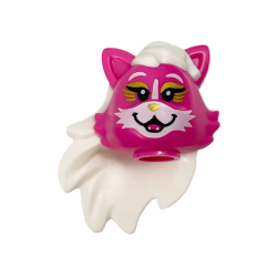 Minifigure, Head, Modified Cat with Long White Hair, Gold Eye Shadow and Nose Pattern