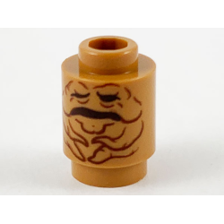 Brick, Round 1 x 1 with Reddish Brown Mandrake Face and Closed Mouth Pattern