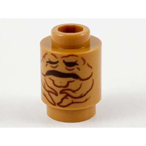 Деталь LEGO 3062pb066 Brick, Round 1 x 1 with Reddish Brown Mandrake Face and Closed Mouth Pattern