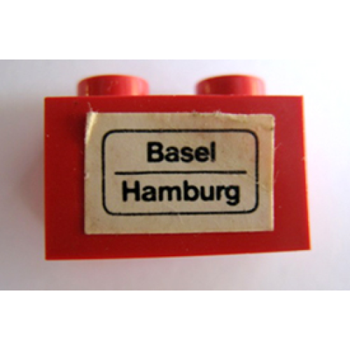 Деталь LEGO 3004pb065 Brick 1 x 2 with 'Basel - Hamburg' Pattern (Sticker) - Set 164