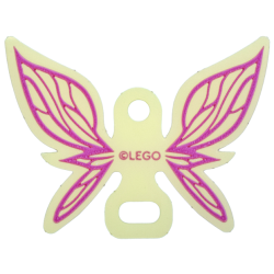 Plastic Part for Set 42661 - Wings Fairy / Butterfly Shape with Magenta Veins on Bright Light Yellow Background Pattern