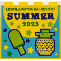 Brick 2 x 4 x 3 with LEGOLAND Dubai Resort Summer 2023 Pattern