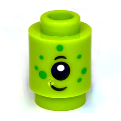 Brick, Round 1 x 1 with Alien Face with Black Eyebrow, Eye, Grin, and Bright Green Spots Pattern Brick, Round 1 x 1 with Alien Face with Black Eyebrow, Eye, Grin, and Bright Green Spots Pattern
