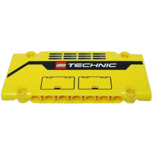 Деталь LEGO 64782pb005L Technic, Panel Plate 5 x 11 x 1 with Grilles, Hatches and LEGO TECHNIC Logo Pattern Model Left Side (Sticker) - Set 42009