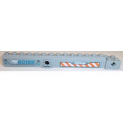 Crane Arm Outside, Wide with Pin Hole at Mid-Point with 'JKN MODEL 60195', 'CAUTION', Orange and White Danger Stripes Pattern on Both Sides (Stickers) - Set 60195 Crane Arm Outside, Wide with Pin Hole at Mid-Point with 'JKN MODEL 60195', 'CAUTION', Orange and White Danger Stripes Pattern on Both Sides (Stickers) - Set 60195
