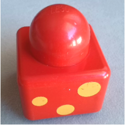 Primo Brick 1 x 1 with 3 Yellow Spots Pattern - Red