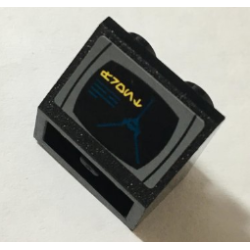 Slope, Inverted 45 2 x 2 with Flat Bottom Pin with Aurebesh Characters 'FRONT' and SW Imperial Shuttle Front View Pattern (Sticker) - Set 10212