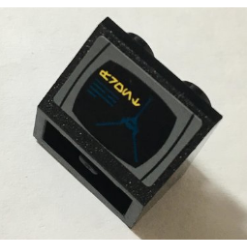 Деталь LEGO 3660pb015 Slope, Inverted 45 2 x 2 with Flat Bottom Pin with Aurebesh Characters 'FRONT' and SW Imperial Shuttle Front View Pattern (Sticker) - Set 10212