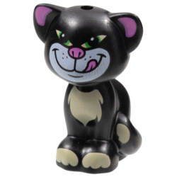 Cat, Friends Style, Sitting with Bright Green Eyes, Dark Pink Nose, Inner Ears and Tongue, White Face, Bright Light Yellow Patches and Paws Pattern (Disney Lucifer) Cat, Friends Style, Sitting with Bright Green Eyes, Dark Pink Nose, Inner Ears and Tongue, White Face, Bright Light Yellow Patches and Paws Pattern (Disney Lucifer)