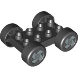 Duplo Car Base 2 x 4 with Black Tires and Silver 4 Spoke Spinner Wheels Pattern (88760 / 88762c01pb15) Duplo Car Base 2 x 4 with Black Tires and Silver 4 Spoke Spinner Wheels Pattern (88760 / 88762c01pb15)