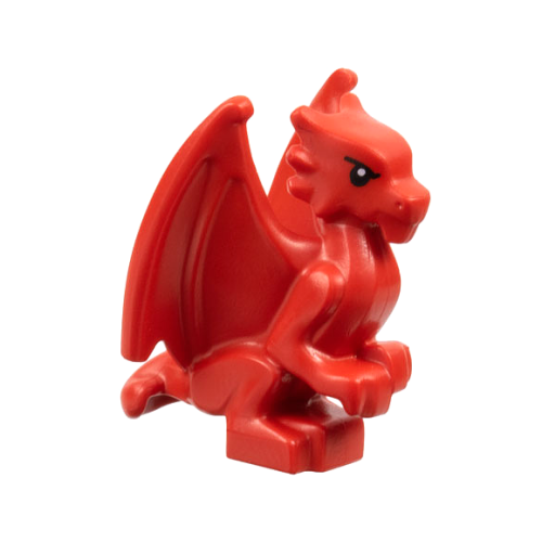 Деталь LEGO 5829pb01 Dragon, Baby, Perched with Folded Wings with Black Eyes and Eyebrows Pattern