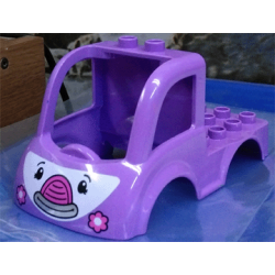 Duplo Car Body Truck 4 x 4 Flatbed with 2 Top Studs, Flower Headlights and Smile (Rosie The Ambulance) Pattern Duplo Car Body Truck 4 x 4 Flatbed with 2 Top Studs, Flower Headlights and Smile (Rosie The Ambulance) Pattern