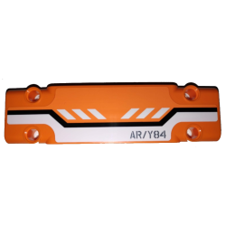 Technic, Panel Plate 3 x 11 x 1 with Black and White Stripes and 'AR/Y84' on Orange Background Pattern (Sticker) - Set 42038 Technic, Panel Plate 3 x 11 x 1 with Black and White Stripes and 'AR/Y84' on Orange Background Pattern (Sticker) - Set 42038