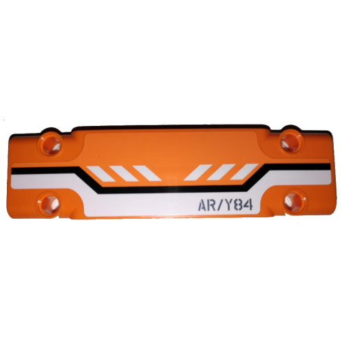 Деталь LEGO 15458pb016 Technic, Panel Plate 3 x 11 x 1 with Black and White Stripes and 'AR/Y84' on Orange Background Pattern (Sticker) - Set 42038