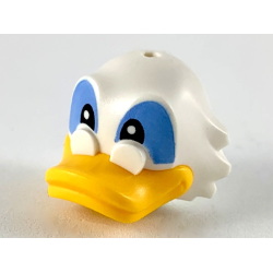 Minifigure, Head, Modified Duck with Side Tufts and Glasses, Bright Light Orange Bill and Black and Medium Blue Eyes Pattern (Scrooge)