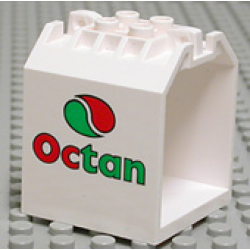Container, Box Open Ended 4 x 4 x 4 with 1 Locking Hinge Finger on Each End with Octan Logo Pattern