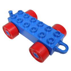 Duplo Car Base 2 x 6 with Closed Hitch End and Red Wheels