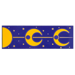 Tile 2 x 6 with Bright Light Orange Half Moon, Crescent Moons, Line, Dots and Stars Pattern