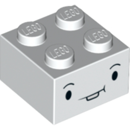 Деталь LEGO 3003pb104 Brick 2 x 2 with Small Black Eyes, Eyebrows, and Closed Mouth with Tooth Pattern