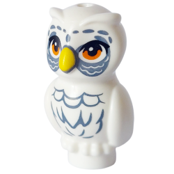 Owl, Friends Style with Yellow Beak, Orange Eyes, Sand Blue Feathers and Around Eyes Pattern Owl, Friends Style with Yellow Beak, Orange Eyes, Sand Blue Feathers and Around Eyes Pattern