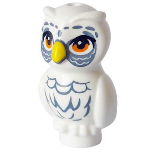 Деталь LEGO 21333pb06 Owl, Friends Style with Yellow Beak, Orange Eyes, Sand Blue Feathers and Around Eyes Pattern