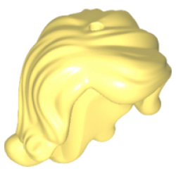 Mini Doll, Hair Female Long Wavy with Right Side Part, Short Sides, Holes on Top and Side - Flexible Rubber - Bright Light Yellow