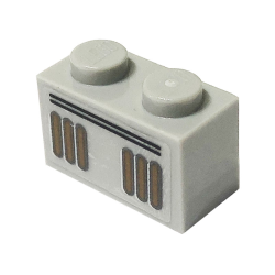 Brick 1 x 2 with Black Lines and Dark Orange Stripes Pattern (Sticker) - Set 75310