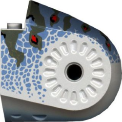 Dinosaur Body Quarter with Pin Holes with Black, Dark Gray, Red, and Sand Blue Markings Pattern