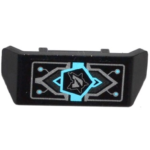 Деталь LEGO 98834pb02 Vehicle, Spoiler with Bar Handle with Silver and Medium Azure Circuitry, Ultra Agents Logo Vertical Pattern (Sticker) - Set 70161