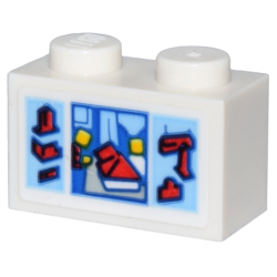 Brick 1 x 2 with LEGO Set 700 Automatic Binding Bricks Box Art Pattern (Sticker) - Set 80036