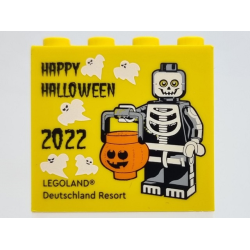 Brick 2 x 4 x 3 with HAPPY HALLOWEEN 2022 LEGOLAND Deutschland Resort Pattern