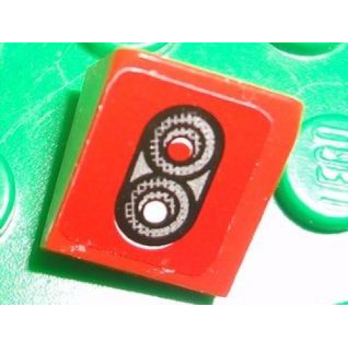 Деталь LEGO 54200pb045 Slope 30 1 x 1 x 2/3 with Red and White Taillights on Red Background Pattern (Sticker) - Set 8656