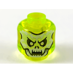 Minifigure, Head Alien Ghost with White and Yellowish Green Skull Face and Fangs Pattern