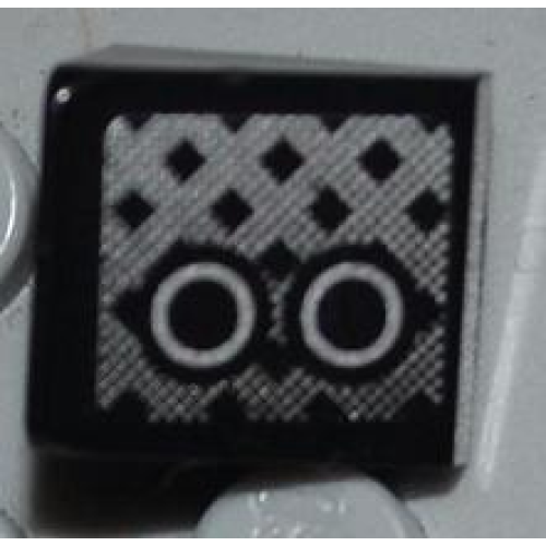 Деталь LEGO 54200pb026R Slope 30 1 x 1 x 2/3 with Grille and 2 Black and White Circles Pattern Model Right Side (Sticker) - Set 8186
