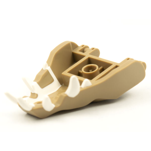 Деталь LEGO 72224pb03 Dragon Head (Ninjago) Jaw with 2 Bar Handles on Back with Molded White Teeth Pattern