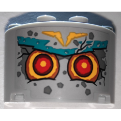 Cylinder Half 2 x 4 x 2 with 1 x 2 Cutout with Stone Face with Red Eyes and Dark Turquoise Eyebrows Pattern (Sticker) - Set 71747 Cylinder Half 2 x 4 x 2 with 1 x 2 Cutout with Stone Face with Red Eyes and Dark Turquoise Eyebrows Pattern (Sticker) - Set 71747