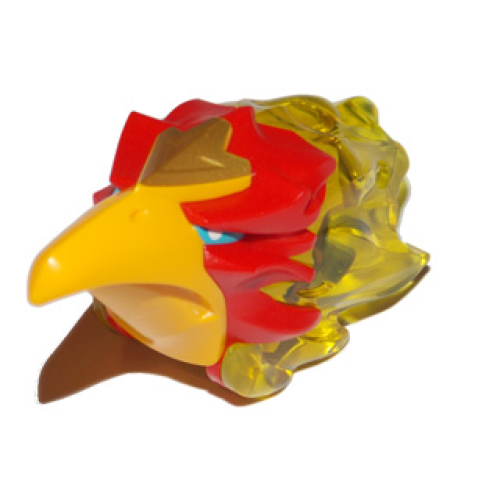 Деталь LEGO 15375c01pb01 Large Figure Head Modified Chima Phoenix with Red Face and Bright Light Orange Beak Pattern