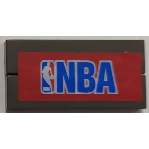 Деталь LEGO BA102pb03 Stickered Assembly 4 x 2 with Blue 'NBA' and Logo on Red Background Pattern (Sticker) - Set 3432 - 2 Tile 1 x 4