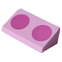 Slope 30 1 x 2 x 2/3 with 2 Dark Pink Circles Pattern (Super Mario Para-Biddybud Spots)