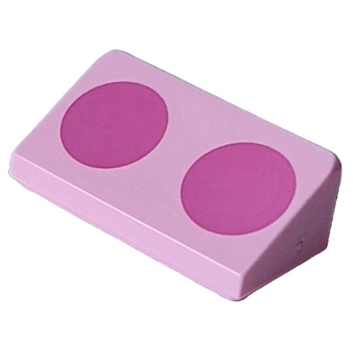Деталь LEGO 85984pb454 Slope 30 1 x 2 x 2/3 with 2 Dark Pink Circles Pattern (Super Mario Para-Biddybud Spots)