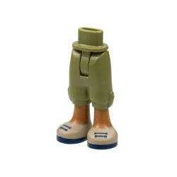 Mini Doll Hips and Trousers Cropped with Molded Medium Nougat Legs and Printed Tan Shoes with Dark Blue Laces and Soles Pattern - Thin Hinge