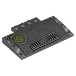 Slope, Curved 5 x 8 x 2/3 with 4 Studs with Sewer Grate and Rivets and Lime and Dark Purple Circle Pattern Slope, Curved 5 x 8 x 2/3 with 4 Studs with Sewer Grate and Rivets and Lime and Dark Purple Circle Pattern