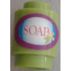 Brick, Round 1 x 1 with Oval Label with Magenta Border and 'SOAP' Pattern (Sticker) - Set 7586